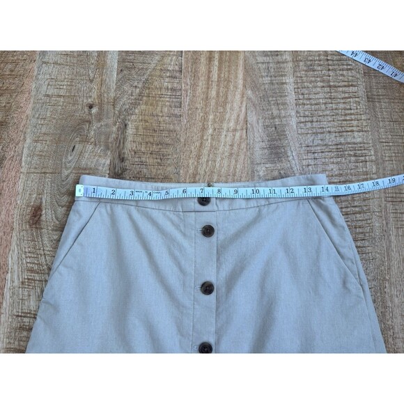 J. Crew Women's Beige Button Front Skirt A Line Linen Blend Career 4 - Picture 11 of 12